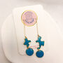 Abstract Drop Blue Statement Earrings, thumbnail 4 of 9