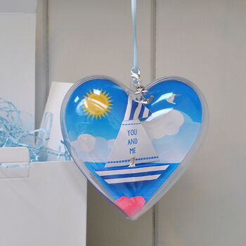 Seaside Sailboat Heart With Personalised Message, 5 of 12