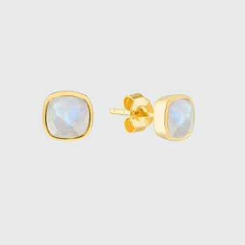 Brooklyn Moonstone And Gold Plated Stud Earrings, 2 of 4
