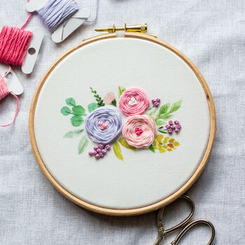 Pastel Bouquet Embroidery Hoop Kit, 5 of 7