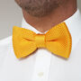 Men's Knitted Bow Tie In Mustard Yellow | Perfect Wedding Neck Tie For Groomsmen, thumbnail 1 of 12