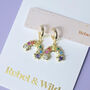 Rainbow Huggie Hoop Earrings, thumbnail 4 of 5