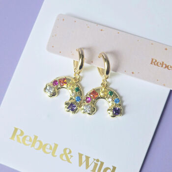 Rainbow Huggie Hoop Earrings, 4 of 5