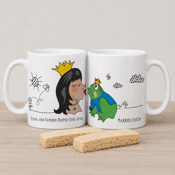 Fairytale Couple Personalised Kiss A Frog Engagement Gift Mug, 10 of 11