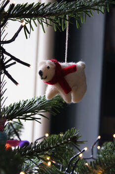 Handmade Christmas Winter Polar Bear Hanging Decoration, 5 of 7