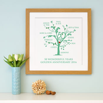 Personalised Golden Anniversary Family Tree Print, 9 of 12