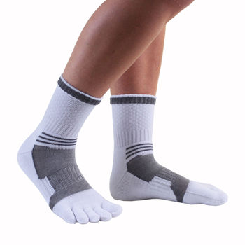 Sports Tennis Ankle White And Grey Toe Socks, 3 of 4