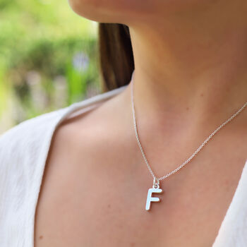 Sterling Silver Chunky Initial Necklace, 9 of 12
