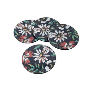 Twilight Bloom Glass Set Of Four Coasters In Gift Box, 2 of 3