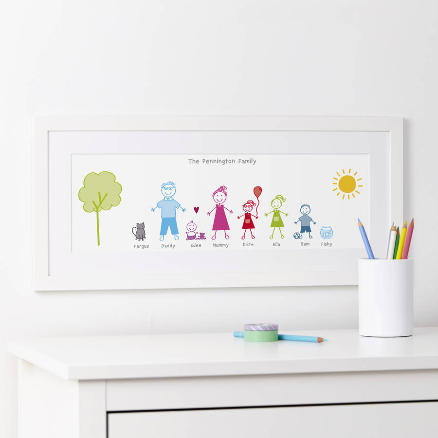 Personalised Stick Family Portrait Print, 1 of 9