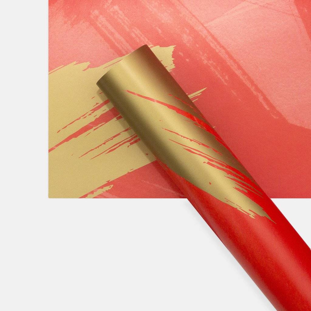 Red And Gold Brushstroke Wrapping Paper