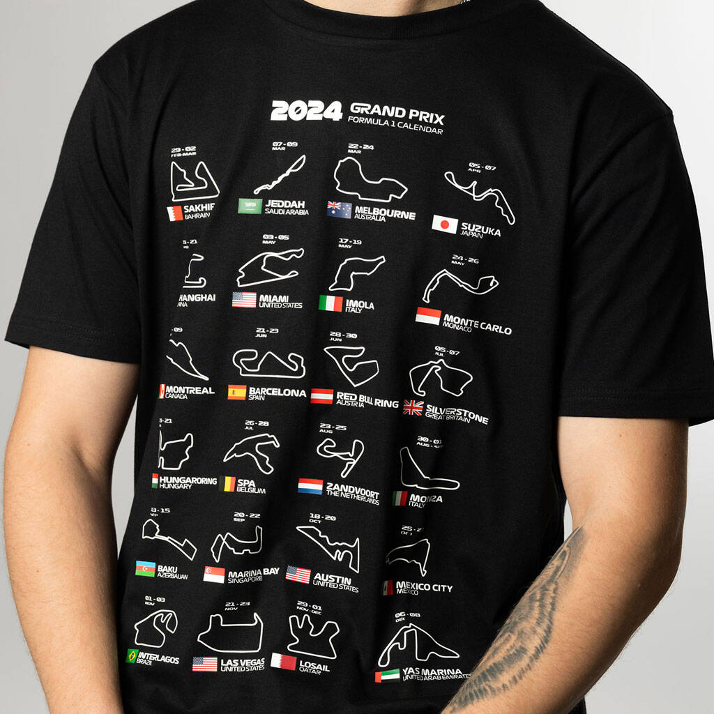 Formula One F1 2024 Calendar Track T Shirt Gift For Him By Yeah