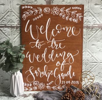 Personalised Welcome Wedding Wooden Sign, 3 of 3