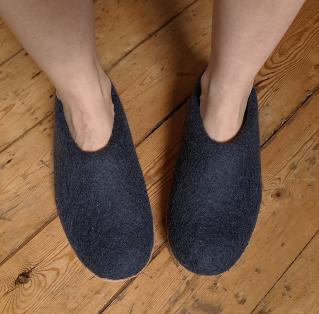 Fairtrade Wool Slippers Navy By FOLKIT