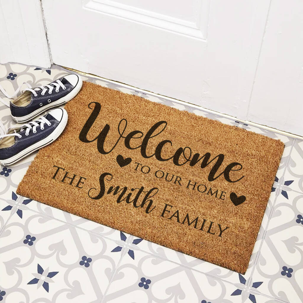 Personalised Welcome To Our Home Indoor Door Mat