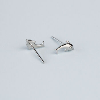 Sterling Silver Dolphin Stud Earrings, 5 of 7