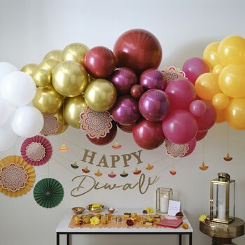 Diwali Balloon Arch Kit Fans And Tea Light Decorations, 2 of 2