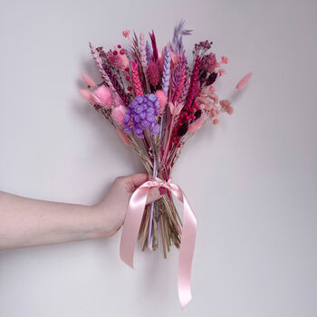 Bright Pink And Purple Dried Flower Bouquet, 7 of 9
