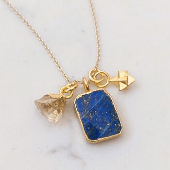 'The Trio' Lapis Lazuli Gold Plated Necklace, 3 of 11