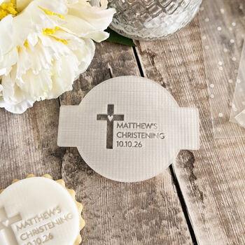 Personalised Christening Embosser With Cross And Name, 5 of 9