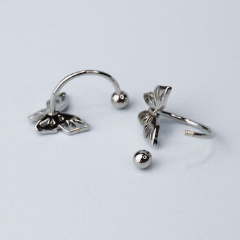 Sterling Silver Butterfly Ear Jacket Screw Back Earrings, 5 of 6