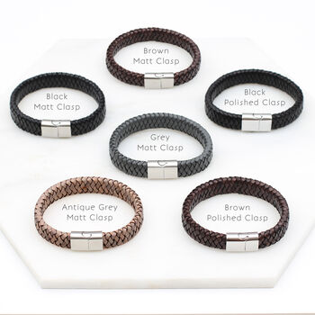 Men's Angel Wing Personalised Leather Bracelet, 2 of 4