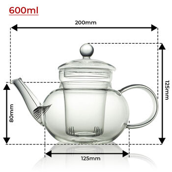 Classic Clear Glass Teapot 600ml, 2 of 4
