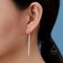 Sterling Silver Dangle Bar Drop Hook Earrings, thumbnail 6 of 9