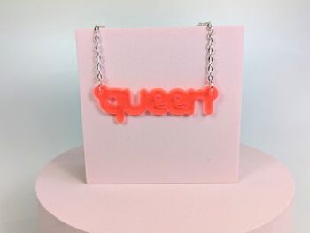 Queen Necklace Acrylic Silver Plated Chain Pick Colour, 6 of 7