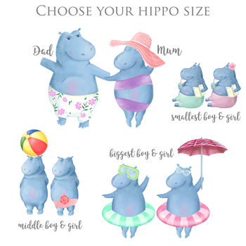 Personalised Hippo Family Art, 2 of 7