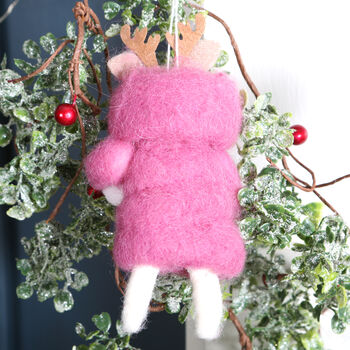 Christmas Reindeer With Snowman Tree Decoration, 2 of 3