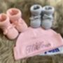 Personalised Newborn Hat And Booties Gift Set, thumbnail 6 of 7