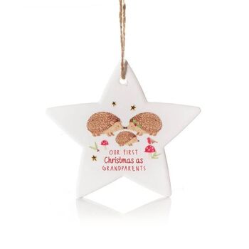 Christmas Ceramic Hanging Star For New Grandparents, 2 of 2