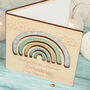 Rainbow Christening Engraved Wooden Greetings Card, thumbnail 3 of 5