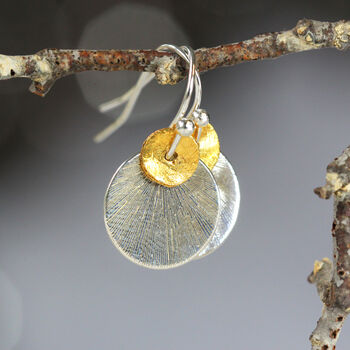 Mixed Metal Silver And Gold Disc Earrings, 5 of 6