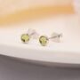 Tiny Sterling Silver Genuine Peridot Tiny Stud Earrings, thumbnail 1 of 9