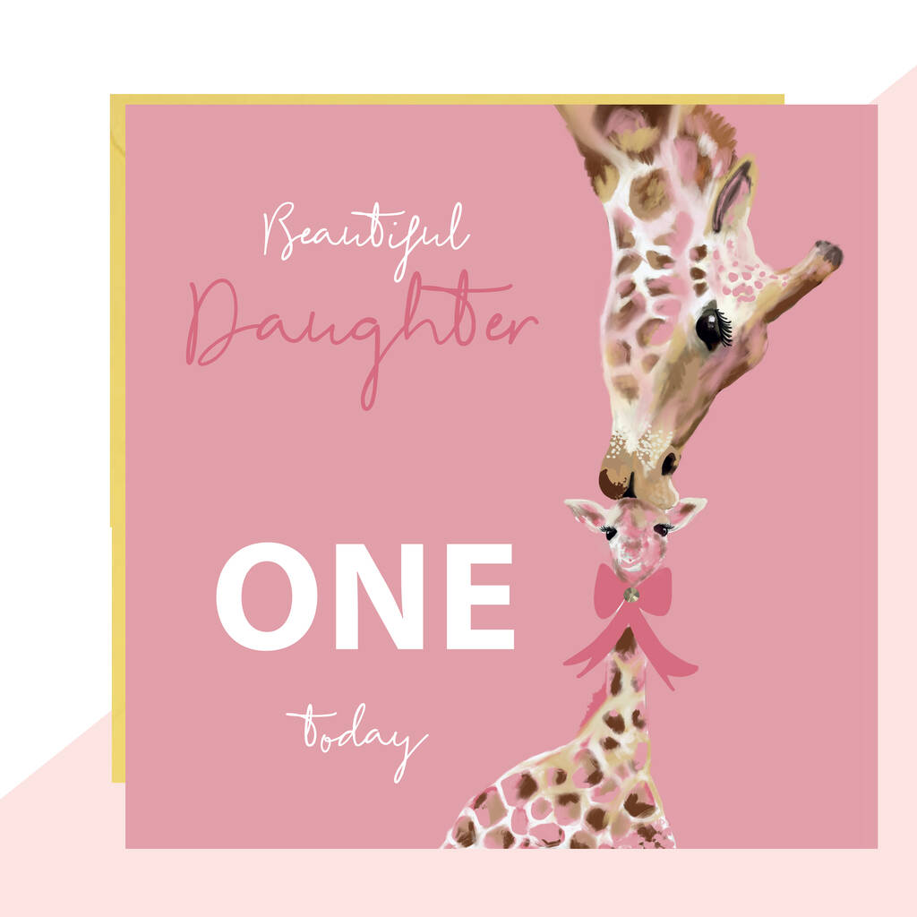 Daughter First Birthday Giraffe Card