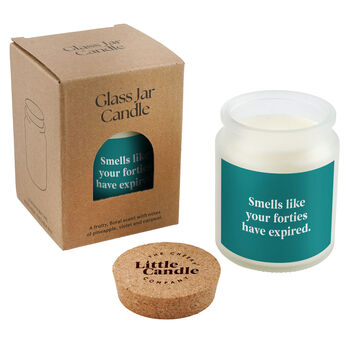 Smells Like Your Forties Have Expired • 50th Birthday • Birthday Gift • Scented Glass Jar Candle • Humour • Just Because Candle • Gift Box, 2 of 3