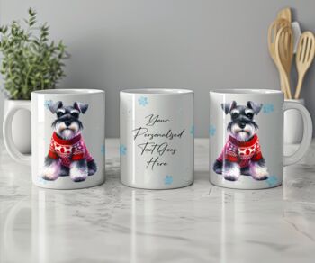 Personalised Schnauzer In Christmas Jumper Mug, 2 of 2