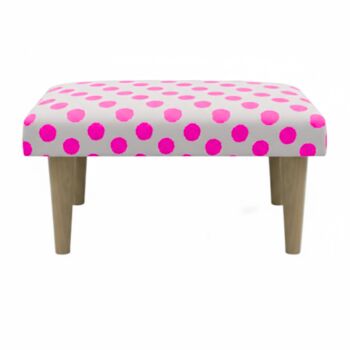 Hand Painted Upholstered Linen Square Footstool Polka Dot, 10 of 12
