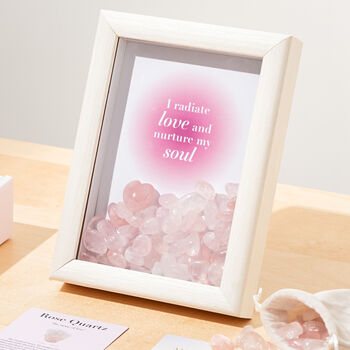 Rose Quartz Crystal Grid Framed Wall Art Gift, 2 of 9