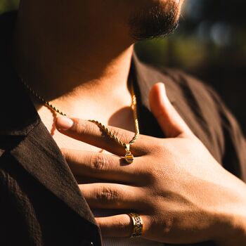 Mini Gold Tigers Eye Gemstone Pendant Necklace For Men, 2 of 12