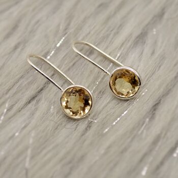 Citrine Dangle Earrings: Gold Plated Or Sterling Silver, November Birthstone, 2 of 9