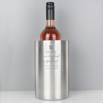 Personalised Anniversary Stainless Steel Wine Cooler, 4 of 6
