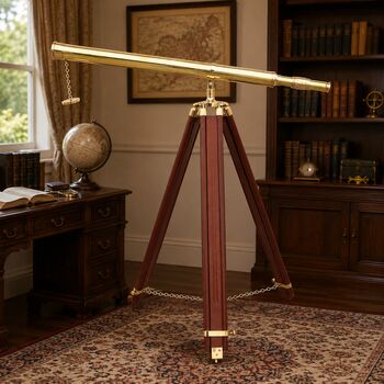 Adjustable 60 Inch Brass Telescope And Wooden Tripod, 4 of 6