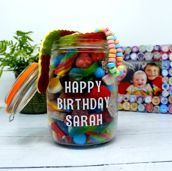 'Happy Birthday' Personalised Retro Sweets Jar, 2 of 5