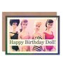 Retro Swimsuit Dolls Happy Birthday Card, thumbnail 1 of 4