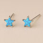 Sterling Silver Blue Opal Star Stud Earrings, thumbnail 1 of 7
