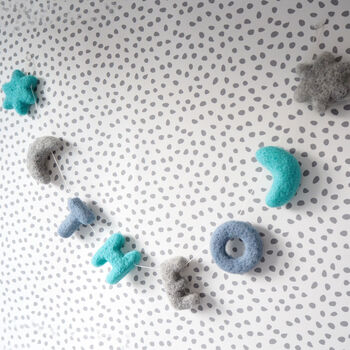 Personalised Moon And Stars Name Felt Garland, 11 of 12