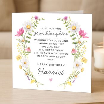 Daisy Birthday Poem Card Personalised For Granddaughter, 2 of 7